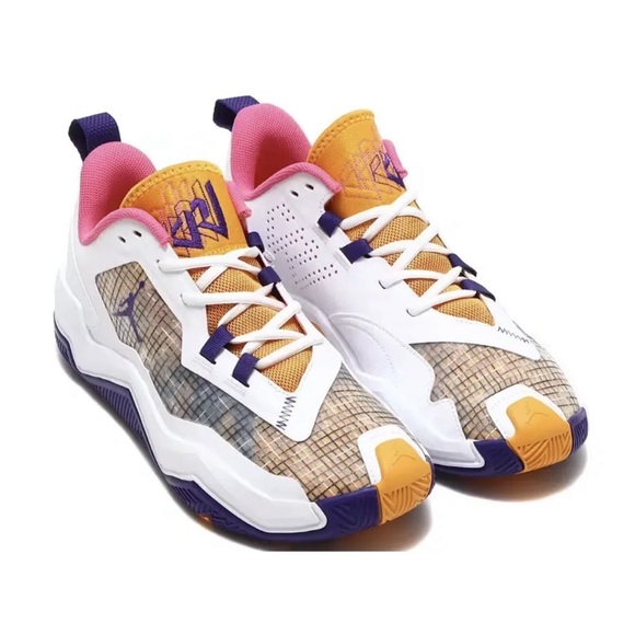 Size 14 - Jordan One Take 4 White/Gold/Purple Lakers Basketball Shoes 2023